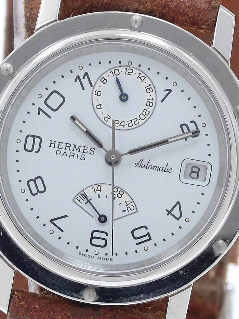 Hermes Clipper Cl5710 Power Reserve Gmt White Dial Automatic Mens Watch945641